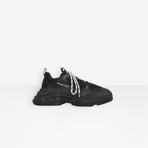 Triple S Sneaker In Black Calfskin, Lambskin Et Mesh