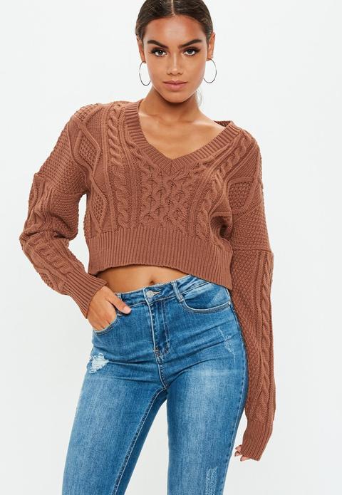 brown cropped sweater