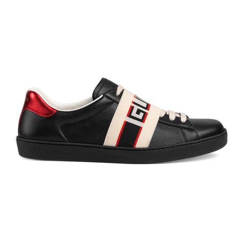 Sneaker In Pelle Con Nastro Gucci