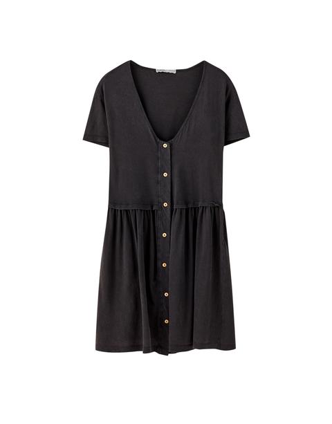 Vestido Mini Botones Volantes