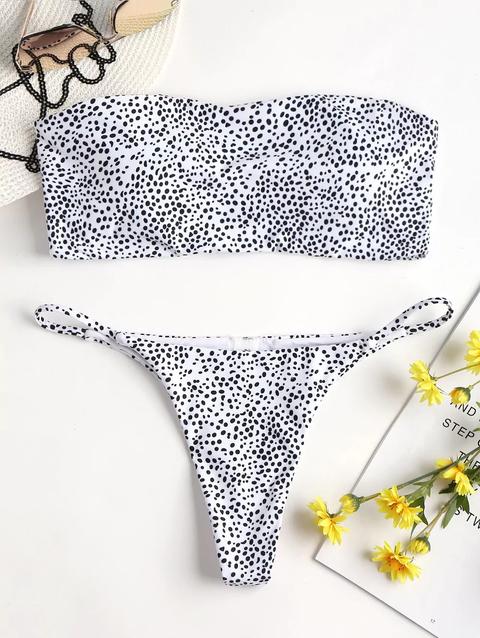Bikini A Fascia Con Stampa Leopardata
