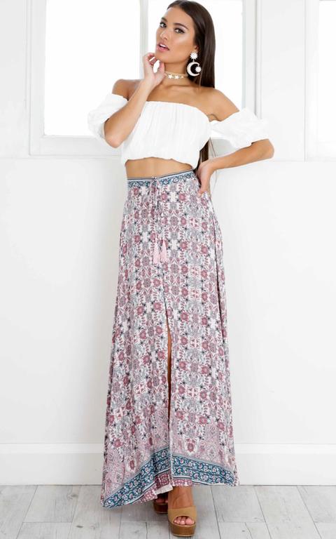 Love Like This Maxi Skirt In Wine Print