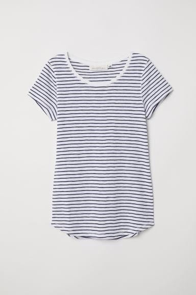 H & M - Camiseta De Punto Con Rayas - Azul