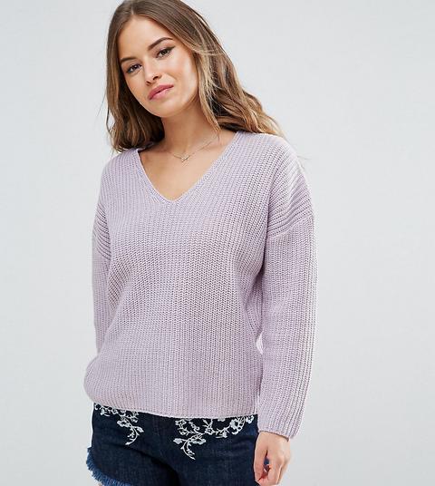 Asos Petite - Ultimate - Maglione Pesante Con Scollo A V - Viola