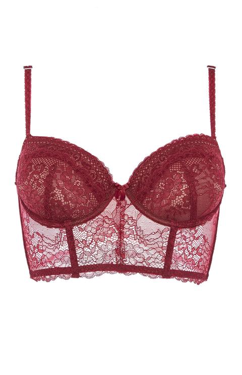 Burgundy Lace Push Up Bra from Primark on 21 Buttons