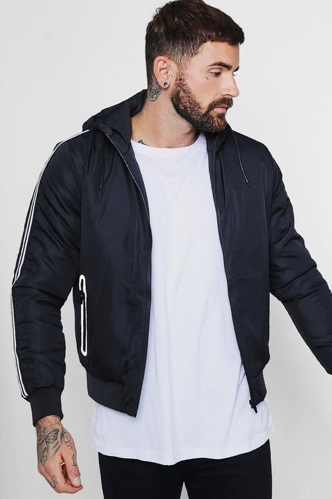 Sports Stripe Hooded Zip Through Jacket