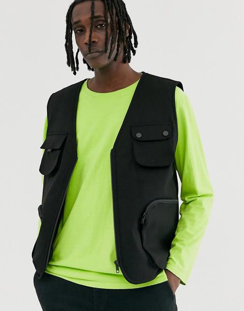 Mennace Utility Vest In Black