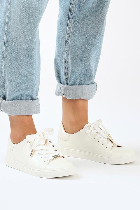 Womens Catseye Lace Up Trainers - White, White