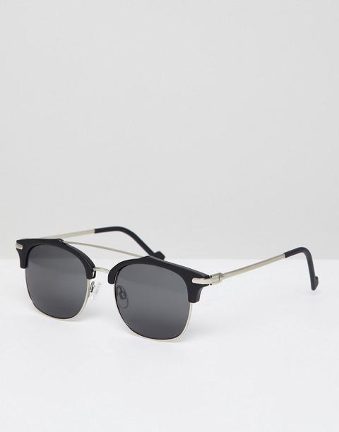 Aj Morgan Retro Sunglasses In Matte Black-brown