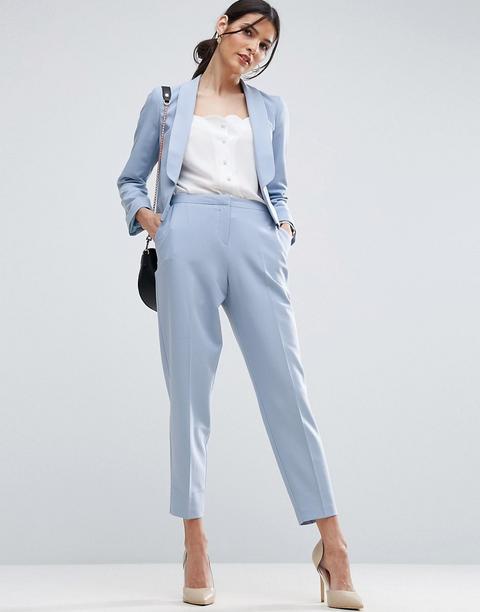 Asos - Pantaloni A Sigaretta Alla Caviglia In Crêpe - Blu