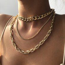 3 Piezas Collar Con Cadena Simple