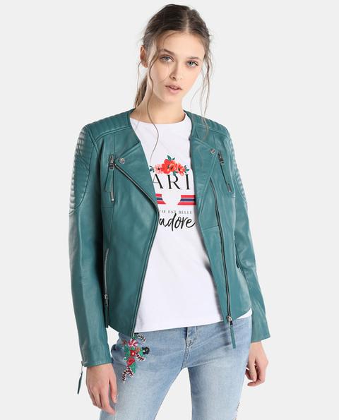 Fórmula Joven - Cazadora Biker De Mujer De Piel from Fórmula Joven on 21  Buttons