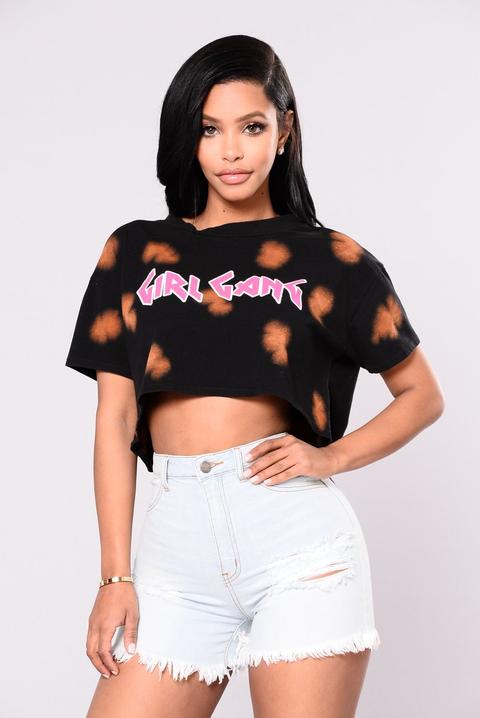 Join The Gang Cropped Tee - Black/rust