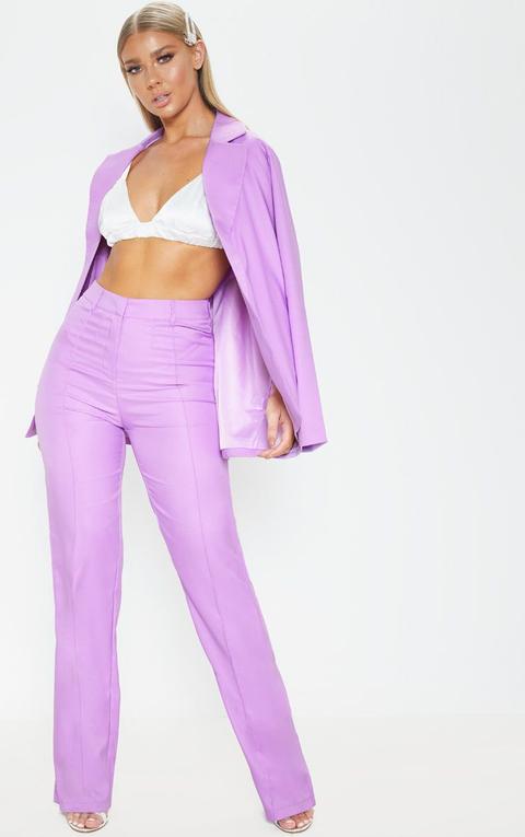 Anala Lilac High Waisted Straight Leg Trousers