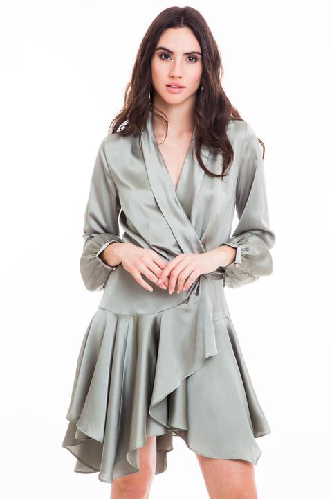 Vestido Satén Cruzado