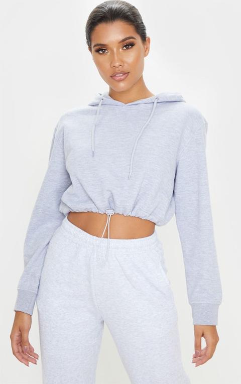 Grey Toggle Crop Hoodie