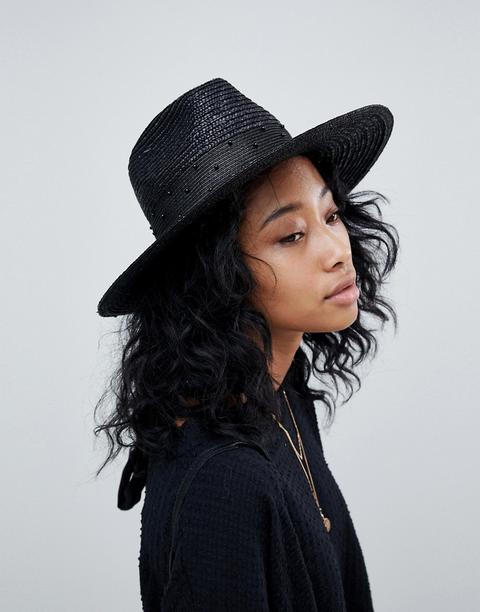 Brixton - Macy - Fedora Nero Con Perline - Nero