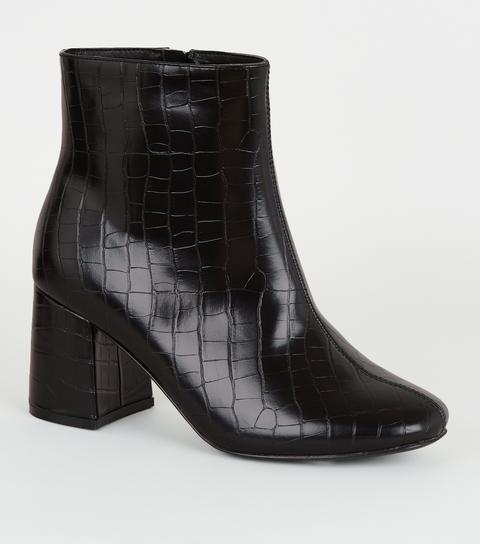 wide fit black heeled boots