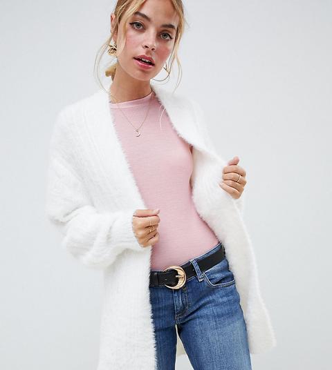 Asos Design Petite - Cardigan A Coste Soffici - Crema