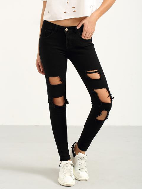 Jeans Vaquero Roto -negro