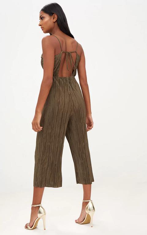 khaki culotte jumpsuit