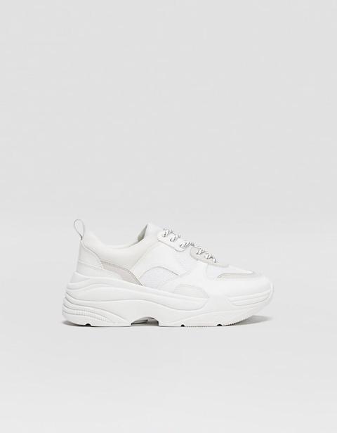 White Chunky Sole Trainers In White 