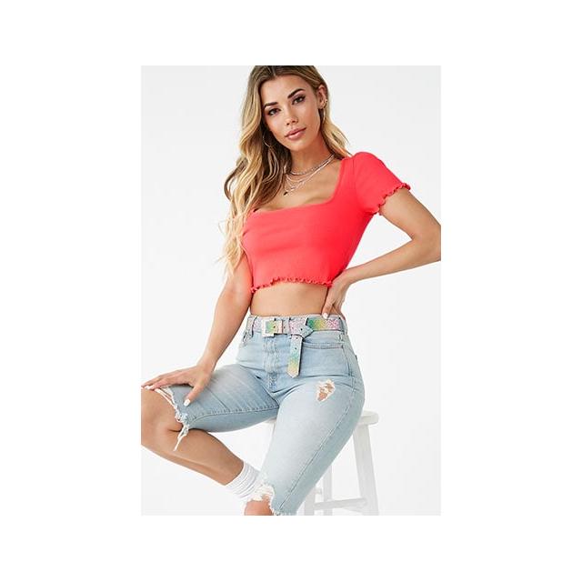 neon pink crop top forever 21