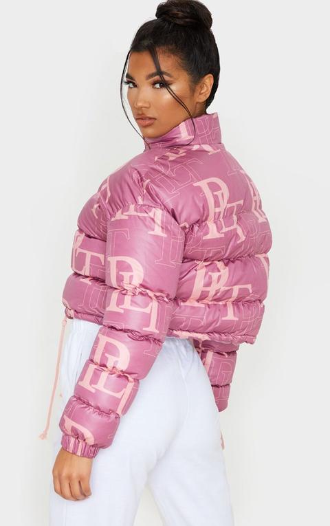 pink crop puffer jacket