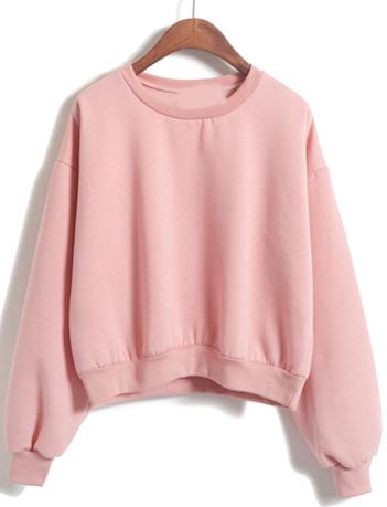 Sudadera Cuello Redondo Relax Fit Crop-rosado