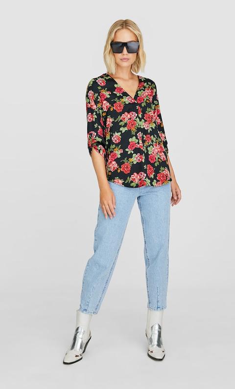 Camicia A Fiori Nero