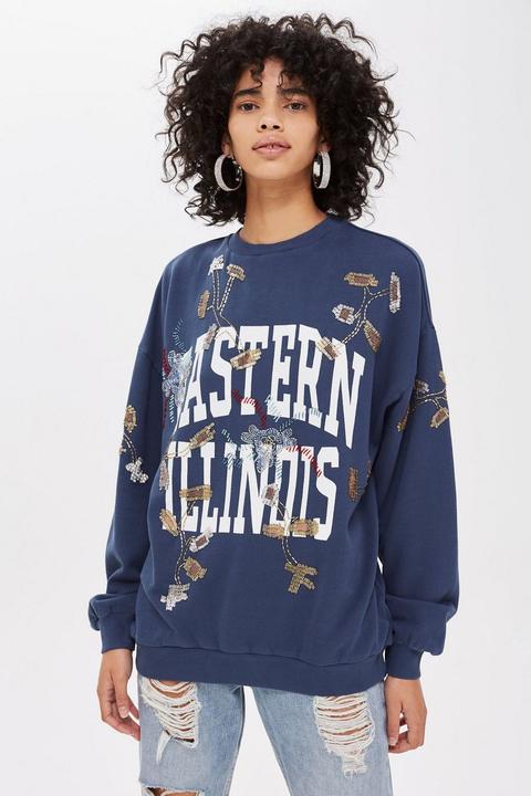 'illinois' Embellished Sweatshirt