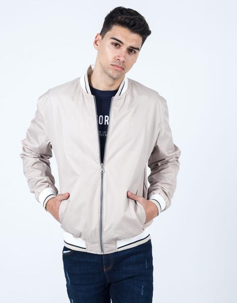 Bomber Rib Combinado Beige