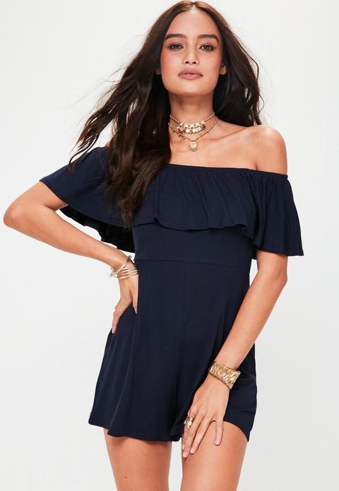 Navy Jersey Bardot Playsuit