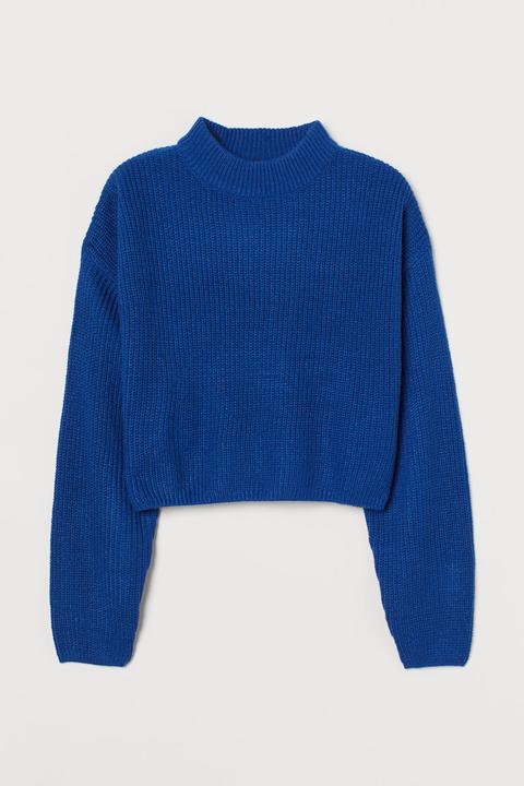 Knitted Turtleneck Jumper - Blue