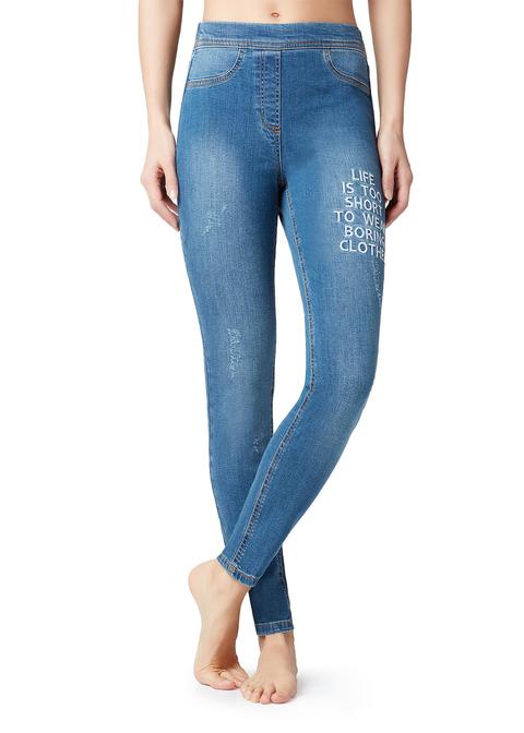 Leggings Jeans Con Scritta