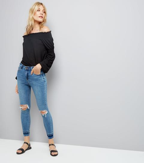 Blue Ripped Knee Skinny Jeans
