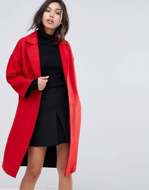 Warehouse - Cappotto Scampanato Doppiato Con Spalle Scivolate - Rosso