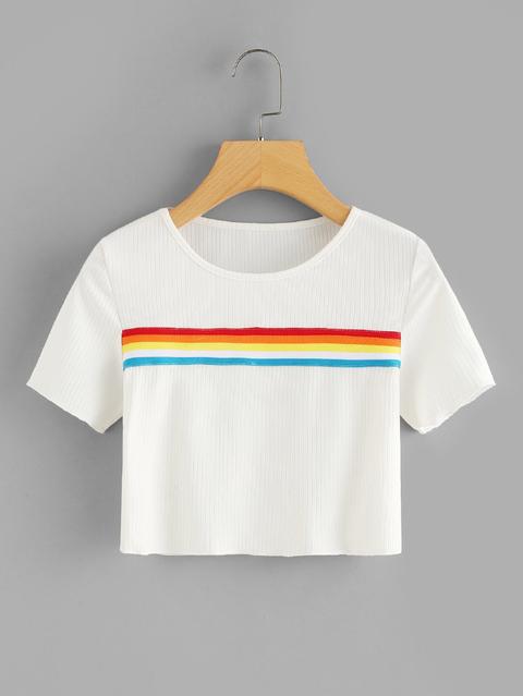 T-shirt Con Stampa Arcobaleno