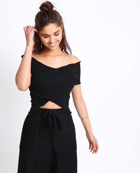 Crop Top Con Scollo Bardot