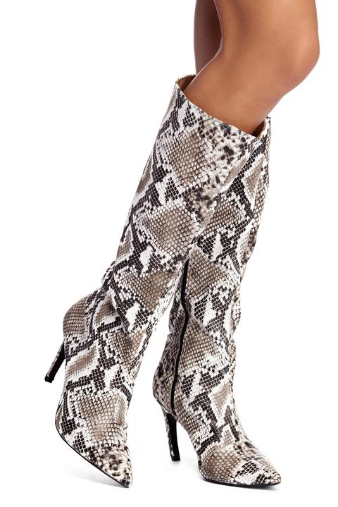 Snake Skin Faux Leather Boots