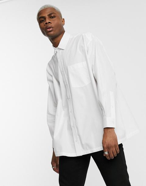 Asos Design Oversized Boxy Poplin Shirt In White