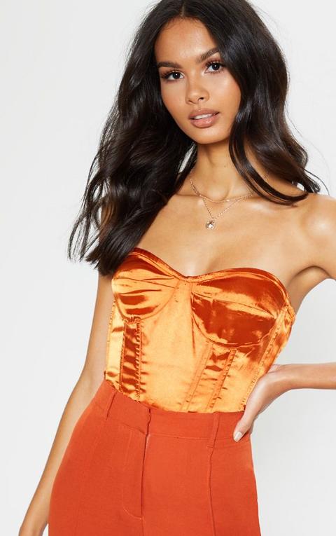 Corset Orange Brûlé Satiné, Orange Brulé