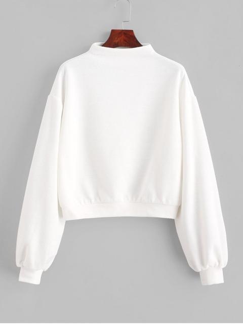 Zaful Pull Simple À Col Montant Milk White Light Brown