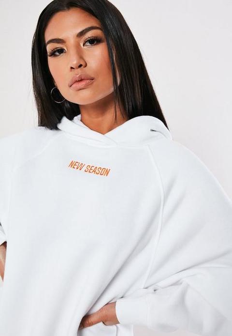 white slogan hoodie