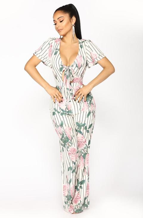 Faking It Floral Jumpsuit - White