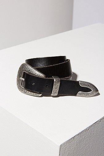 Metal-tipped Western Leather Belt - Womens S