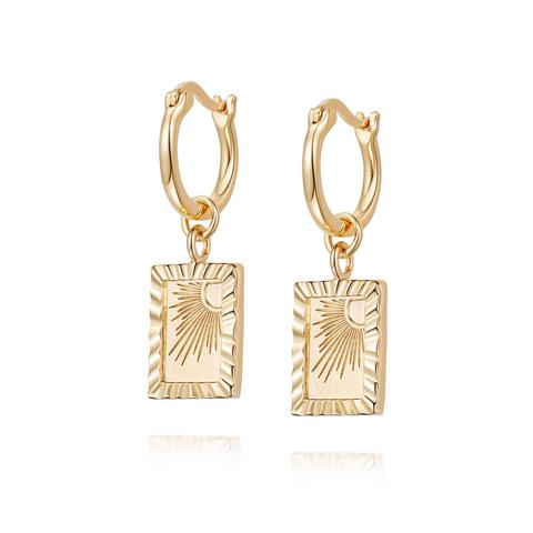 Estée Lalonde Rising Sun Frame Charm Earrings 18ct Gold Plate