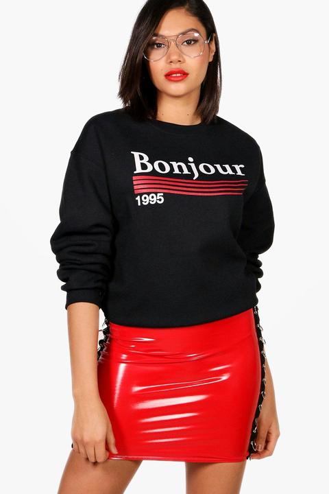Bonjour 1995 Felpa Con Slogan