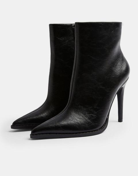 Topshop Pointed Toe Zip Boots In Black