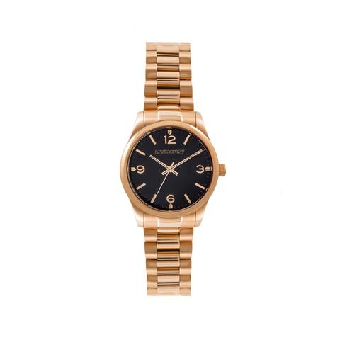 Reloj Moustique Armis Y Detalles En Oro Rosa Con Esfera Negra